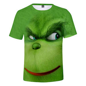 Christmas Cartoon The Grinch Casual Sports 3D Graphic T-shirts Summer Tees for Kids Alduts