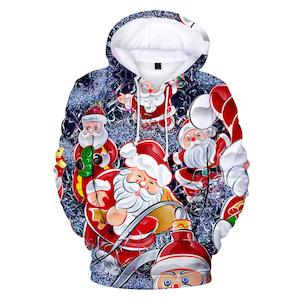 Computer game: Christmas Santa Claus Casual Hoodies Sports Xmas 3D Graphic Streetwear Tracksuit Jumper for Kids Adults