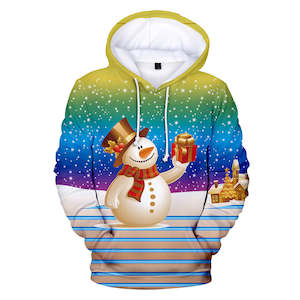 Christmas Snowman Casual Hoodies Sports Xmas 3D Graphic Streetwear Tracksuit Jum…