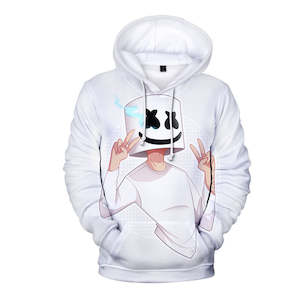 DJ Marshmello Cosplay White Long Sleeve Hoodie Jumper for Kids Youth Adult