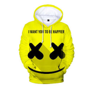 Computer game: DJ Marshmello Cosplay Yellow Long Sleeve Hoodie Jumper for Kids Youth Adult