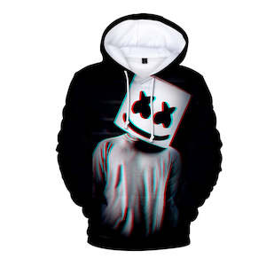 Computer game: Fortnite DJ Marshmello Long Sleeve Black Hoodie for Kids Youth Adult