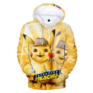 Hot Cartoon Pokemon Detective Pikachu Yellow Jumper Casual Sports Hoodies for Ki…