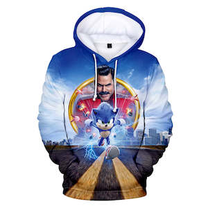 Computer game: Hot Cartoon Sonic the Hedgehog Blue Jumper Casual Sports Hoodies for Kids Youth Adult