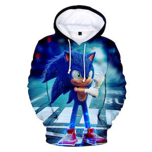 Hot Cartoon Sonic the Hedgehog Blue Jumper Casual Sports Hoodies for Kids Youth Adult