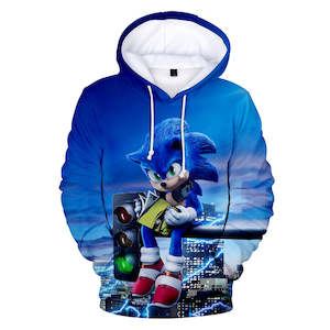 Hot Cartoon Sonic the Hedgehog Blue Jumper Casual Sports Hoodies for Kids Youth Adult