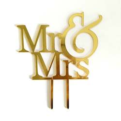 Gold Acrylic Mr & Mrs Cake Topper