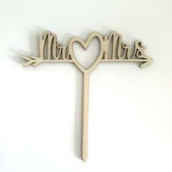 Wooden Mr & Mrs Cake Topper