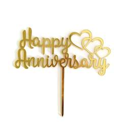 Cake: Gold Acrylic Happy Anniversary Cake Topper