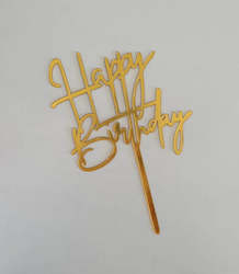 Gold Acrylic Happy Birthday Cake Topper