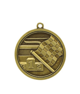 Engraving on metal (including laser) - except printing, process or photographic: Flag - Gold Medal 4.5cm Dia Ace Engravers