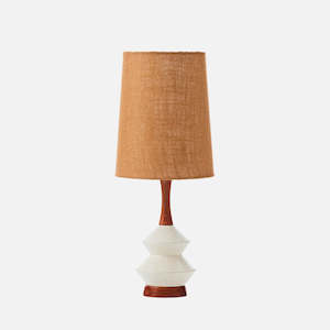 Athena Table Lamp - White Speckled / Copper Hessian, Large