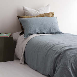 Furniture: European Linen Duvet Set - Lake, King Single