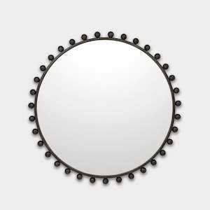 Furniture: Luna Round Wall Mirror- Antique Black