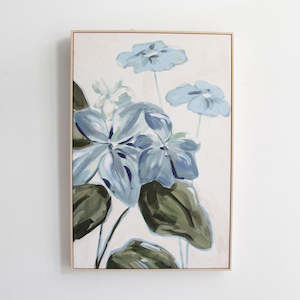 Furniture: Meadow Blooms Framed Canvas - Blue