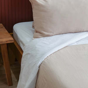 European Linen Duvet Set - King Single, Blush