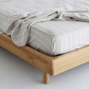 European Linen Fitted Sheet - Oatmeal Stripe