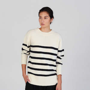 Emily Stripe Crew - Cream