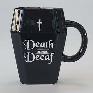 Gift: Death Before Decaf' Coffin Mug