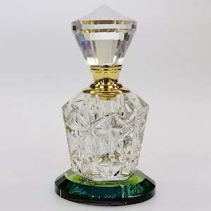 Iridescent Cut Glass Triangular Perfume Bottle