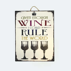 Mens Republic - Retro Style Bar Sign - 'Wine Ruler'