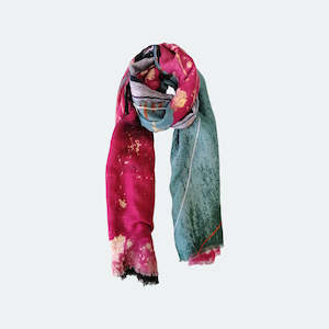 Abstract Foil Scarf - Maroon