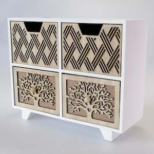 Woodbox - White & Natural Four Drawers Set