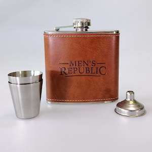 Gift: Men's Republic Hip Flask & Funnel Set - Brown