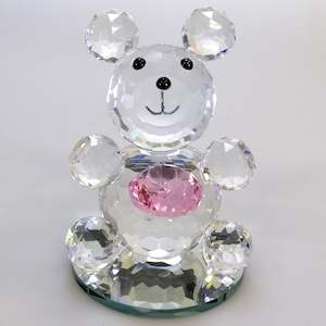 Gift: Clear Glass Bear with Pink Gem