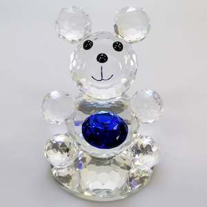 Gift: Clear Glass Bear with Blue Gem