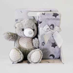 Gift: Grey Teddy Bear With Blanket