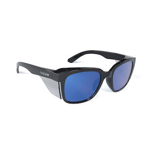 Bolle STKS 410 Safety Glasses: Black/Cobalt Mirror Polarised