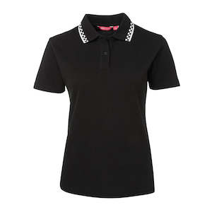 JB’s Ladies Chef Polo Shirt, Black/White