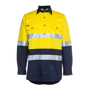 Clothing: JB's Hi Vis Taped L/S Close Front Work Shirt