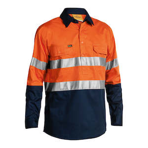 Clothing: Bisley Hi Vis Closed Front Lightweight Taped L/S Shirt