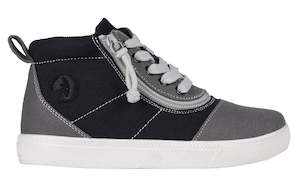 Shoe: Grey Colorblock BILLY Short Wrap High Tops