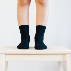 Lamington Merino Crew socks - Black Rib