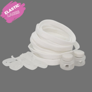 Shoe: Elastic Shoelaces with spring lock - White