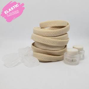 Elastic Shoelaces with spring lock - Beige