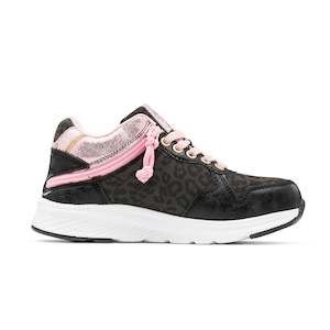 CLEARANCE Friendly Shoes Kid's Excursion Mid Black Leopard & Dahlia Pink