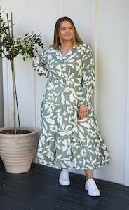 Avery Dress - Green bloom print