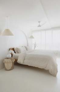 Tan Stripe - Linen Duvet Cover