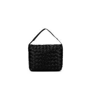 Handbags And Wallets: Raquel Woven Shoulder Bag - Black