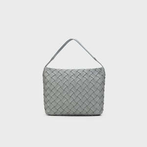 Handbags And Wallets: Raquel Woven Shoulder Bag - Grey