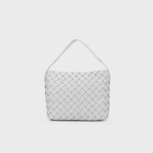 Handbags And Wallets: Raquel Woven Shoulder Bag - White