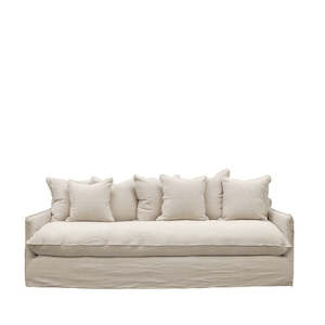 Furniture: Lotus 3 Seater Slipcover Sofa - Oatmeal