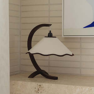 Lighting: Kira Table Lamp - Walnut / Cream