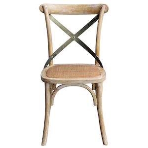 Seating Chairs: Vienna Elm Chair - Light Lime Wash With Metal X