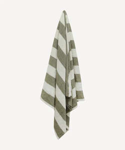 Linen: Striped Tablecloth Olive