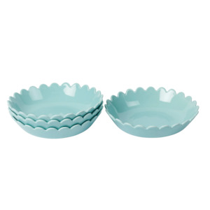 Duck Egg Blue Scallop Bowls - Set Of 4